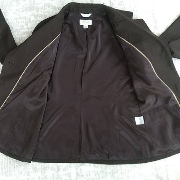 Talbots Stretch Wool Lined Two Button Blazer 10P Brown - Picture 11 of 16